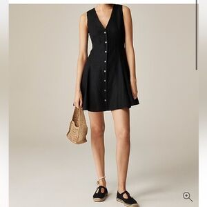 NWT J.Crew black mini linen button down Dress